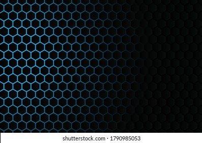 metal grid background,hexagonal blue mesh pattern with text space.