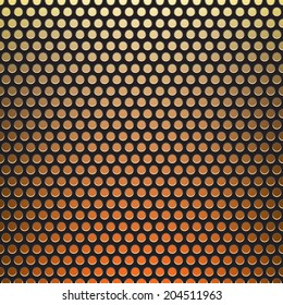 The metal grid mesh grill background with holes and fire