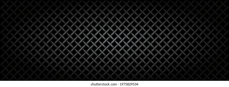 Metal grid microphone texture on dark background. Vector illustration.