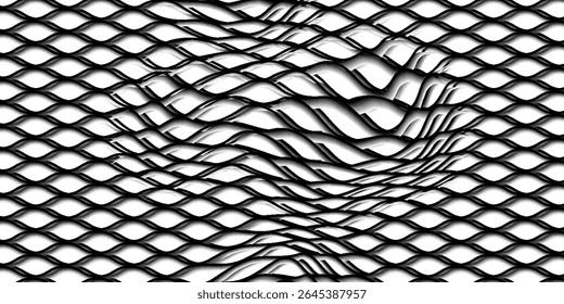Metal grid pattern. Black metal mesh seamless pattern vector illustration.