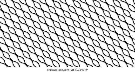 Metal grid with rhombus shape silhouette. Mesh shaped iron fence background. Black metal mesh seamless pattern vector illustration. Metal grid pattern. Steel wire mesh fence pattern silhouette.