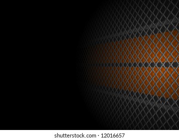 Metal grid and wall, orange line