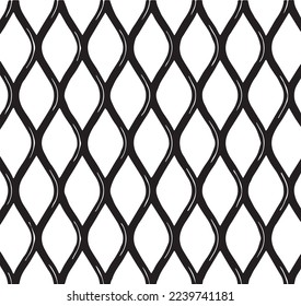 metal grid wire fence. seamless chain link fence. industrial fence on white isolated background