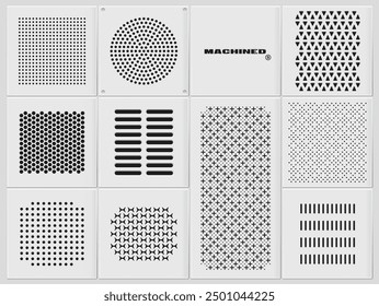 Metal grill pattern. speaker hole design set. ventilation panel, hard surface mesh collection.