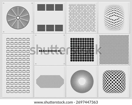 Metal grill pattern. speaker hole design set. ventilation panel, hard surface mesh collection.	