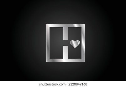 metal H love heart alphabet letter logo icon design. Creative template for business or company