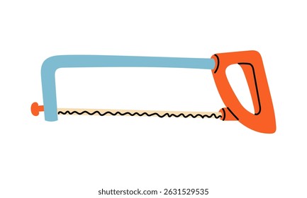 Metal hacksaw. An isolated illustration. Gardening and construction equipment. Seasonal work. A product for agricultural crops. Suitable for ecology, garden, cleaning, household, packaging design