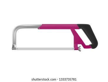 Metal hacksaw in vector on white background.Metal file photorealism.