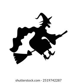 Metal Halloween Witch Decor, Black witch on broomstick