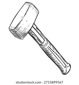 Martillo de metal línea de Vector ilustración dibujada a mano