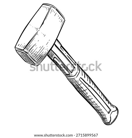 Metal hammer vector line art hand drawn illustration