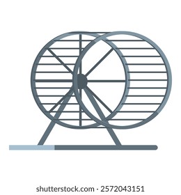 Metal hamster wheel standing on a white background, a classic image of daily routine