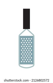 Metal hand grater with black handle. Flat vector illustration isolated on white.
