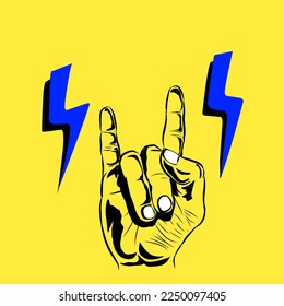 Metal hand illustration, fairy or strom
