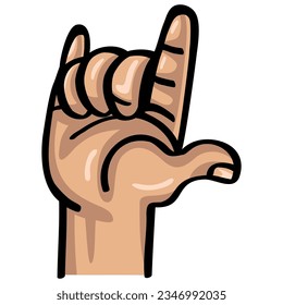 Metal Hand Sign Gesture Rock on Symbol. Heavy metal Hand Cartoon Vector Illustration