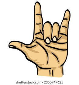 Metal Hand Sign Rock On Gesture Cartoon Vector Illustration