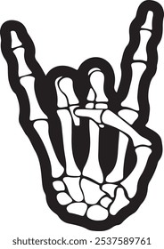 Metal hand sign skeleton cartoon