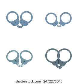 Metal handcuff icons set cartoon vector. Closed metal handcuff. Arrest concept