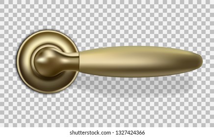 Metal handle with push mechanism for entrance and interior doors, in a realistic style. doorknob Isolated on a transparent background. Vector illustration