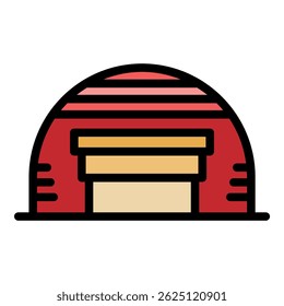 Metall-Hangar-Symbol. Umriss Metall Hangar, Vektorsymbol, Farbe, flach, einzeln