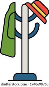 Metal hatstand Concept, Coat Rack Vector color line Icon Design, Interior design Symbol, Home Office decoration Sign, Residential and Commercial Decor Elements stock illustration