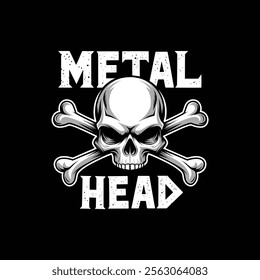 metal head typography and skull vector t shirt design.