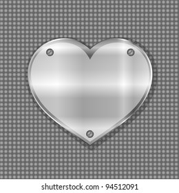 metal heart label. vector valentines greeting background