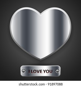Metal heart, vector