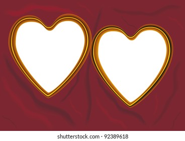 Metal hearts on purple background, file EPS.8 illustration.