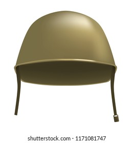 Metal helmet mockup. Realistic illustration of metal helmet vector mockup for web design isolated on white background