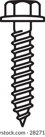 Metal hex head screw vector illustration isolated on white background