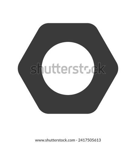 Metal hex nut glyph icon isolated on white background.Vector illustration