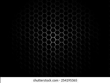 Metal Hexagon Grid on Black Background