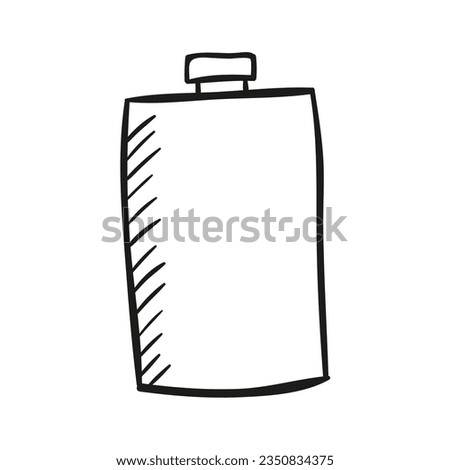 Metal hip flask. Hand drawn vector illustration
