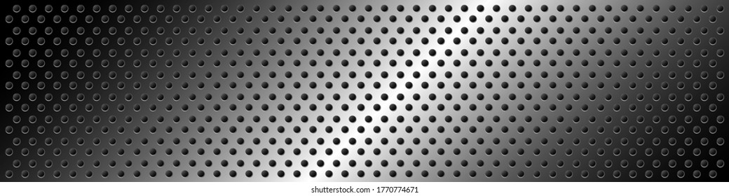 Metal hole vector texture. Modern dark black abstract geometric grid background.
