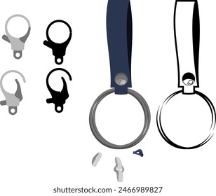 metal hook key chain vector icon