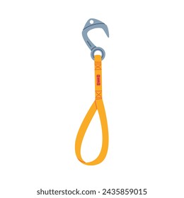 Metal Hook with Strap as Climbing Equipment Vector Illustration