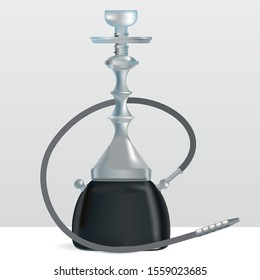 metal hookah with a black opaque flask on a white background, EPS 10