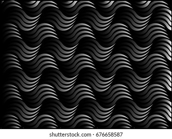 Metal horizontal wave on black background.. - Illustration
 Abstract, Backdrop