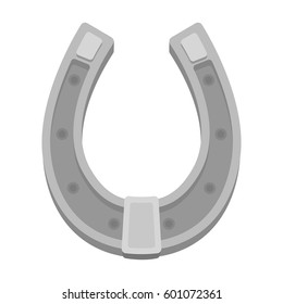 A metal horseshoe for horses. Shoes for horses to protect hooves.Farm and gardening single icon in monochrome style vector symbol stock illustration.