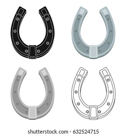 A metal horseshoe for horses. Shoes for horses to protect hooves.Farm and gardening single icon in cartoon style vector symbol stock illustration.