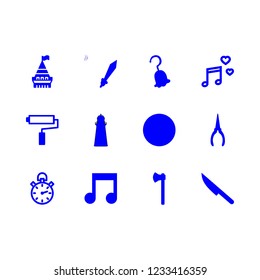 metal icon set about hook, stopwatch, sword and paint vector set