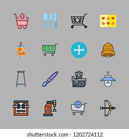 metal icon set. vector set about molded, bar stool, lamp and bell icons set.