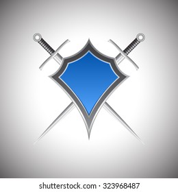 Metal icon - shield and sword