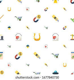 metal icons pattern seamless. Included editable flat Attract, horseshoe, ufo, Wheelbarrow, paint bucket, Cutter knife, Construction, Web Link icons. metal icons for web and mobile.