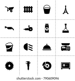Metal icons. vector collection filled metal icons. includes symbols such as caliper, chain gear, break, muffler, low beem light, bucket. use for web, mobile and ui design.