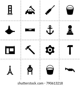 Metal icons. vector collection filled metal icons. includes symbols such as gear, engine head, car body repair, spherical bearing, muffler. use for web, mobile and ui design.