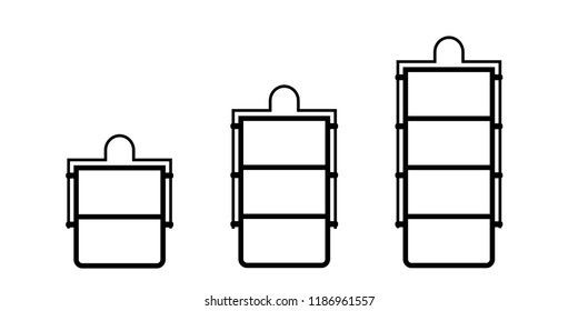 Metal Indian Tiffin Box Outline Icon Set. Clipart Image Isolated On White Background