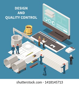 Metal Industry Control Equipment And Foundry Workers Isometric Composition 3d Vector Illustration