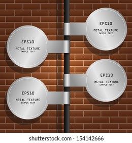 Metal infographic industrial background on brick wall texture - Vector illustration